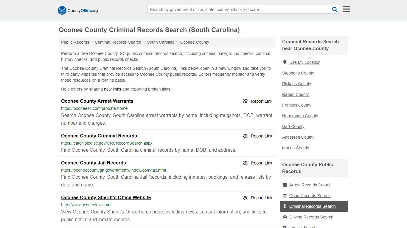 Criminal Records Search - Oconee County, SC (Arrests ...